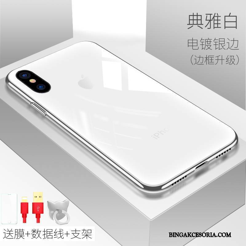 iPhone X Futerał Nowy Anti-fall Złoto Silikonowe All Inclusive Szkło Biały