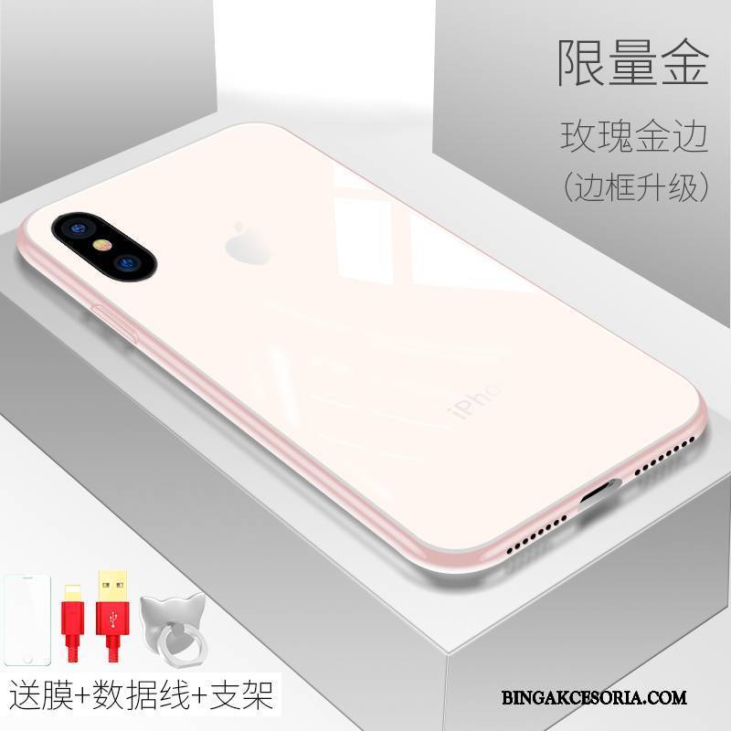 iPhone X Futerał Nowy Anti-fall Złoto Silikonowe All Inclusive Szkło Biały