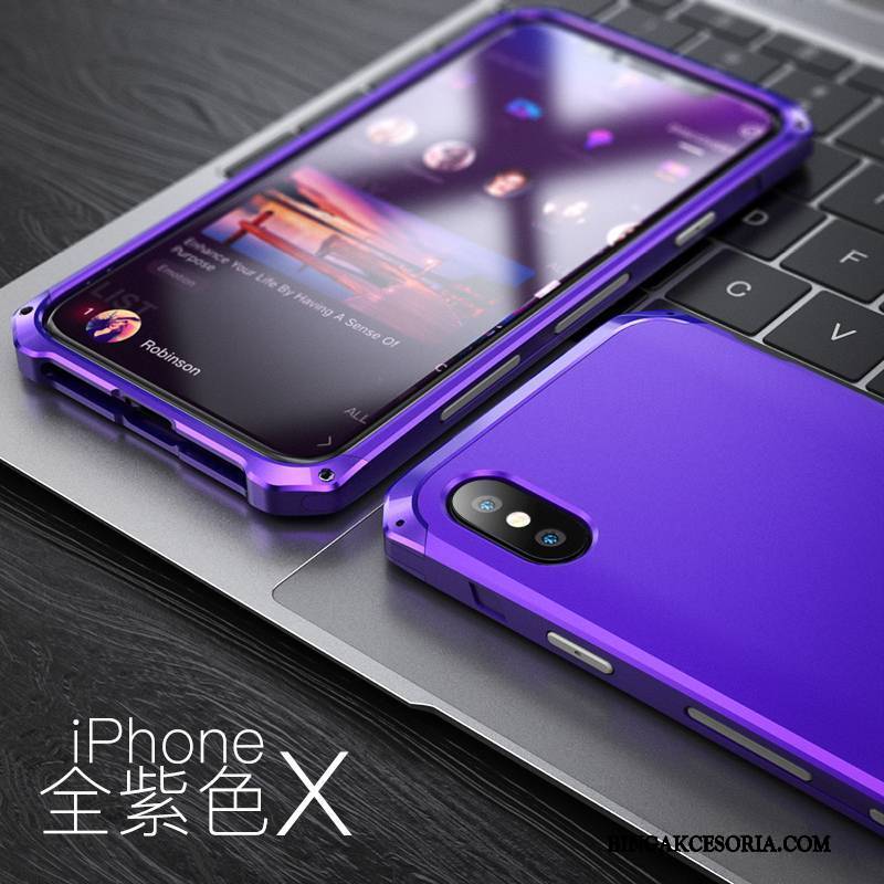 iPhone X Futerał Ochraniacz Metal All Inclusive Anti-fall Niebieski Etui Etui Na Telefon