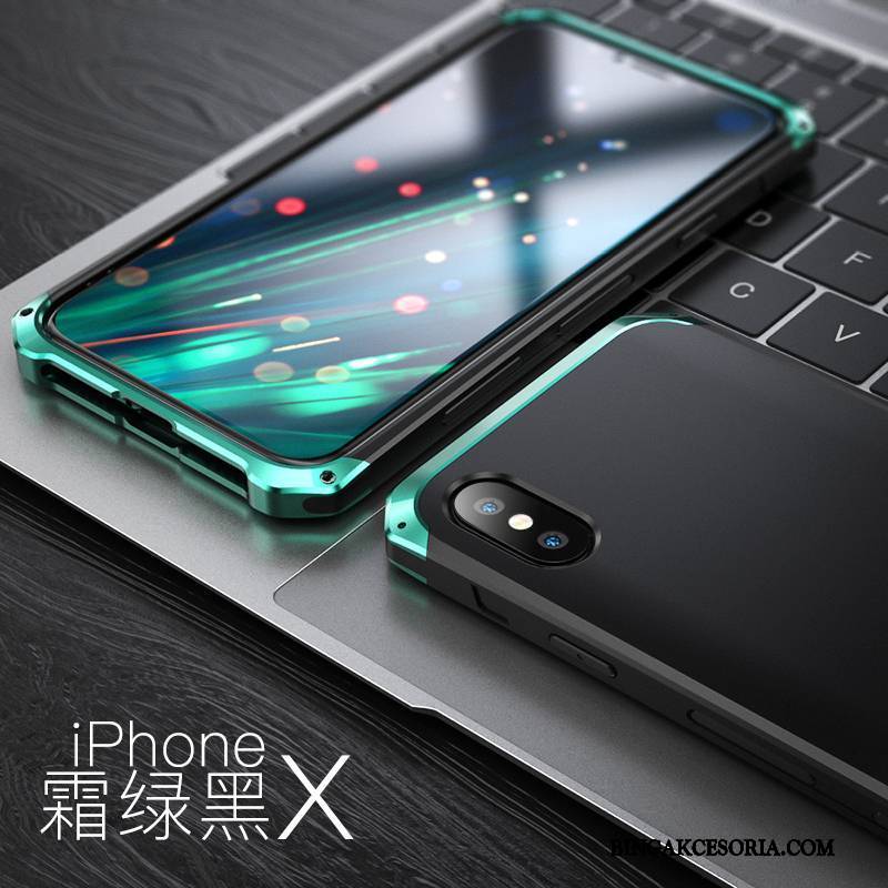 iPhone X Futerał Ochraniacz Metal All Inclusive Anti-fall Niebieski Etui Etui Na Telefon