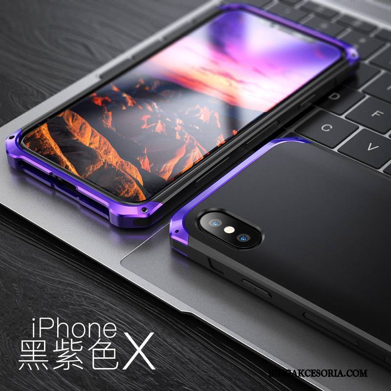 iPhone X Futerał Ochraniacz Metal All Inclusive Anti-fall Niebieski Etui Etui Na Telefon