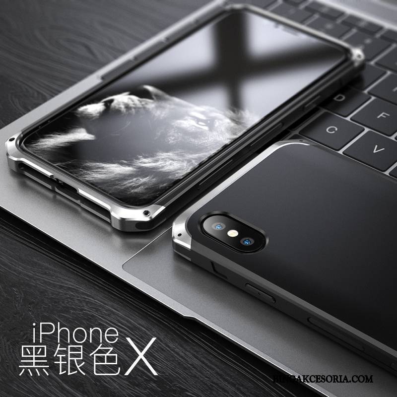 iPhone X Futerał Ochraniacz Metal All Inclusive Anti-fall Niebieski Etui Etui Na Telefon