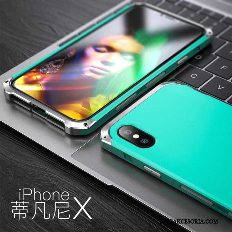 iPhone X Futerał Ochraniacz Metal All Inclusive Anti-fall Niebieski Etui Etui Na Telefon