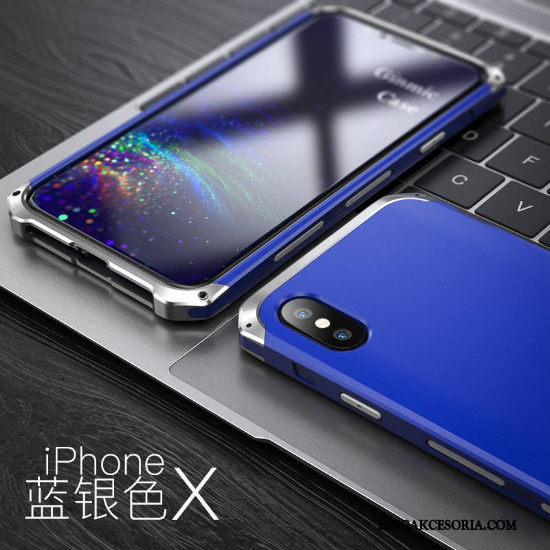 iPhone X Futerał Ochraniacz Metal All Inclusive Anti-fall Niebieski Etui Etui Na Telefon