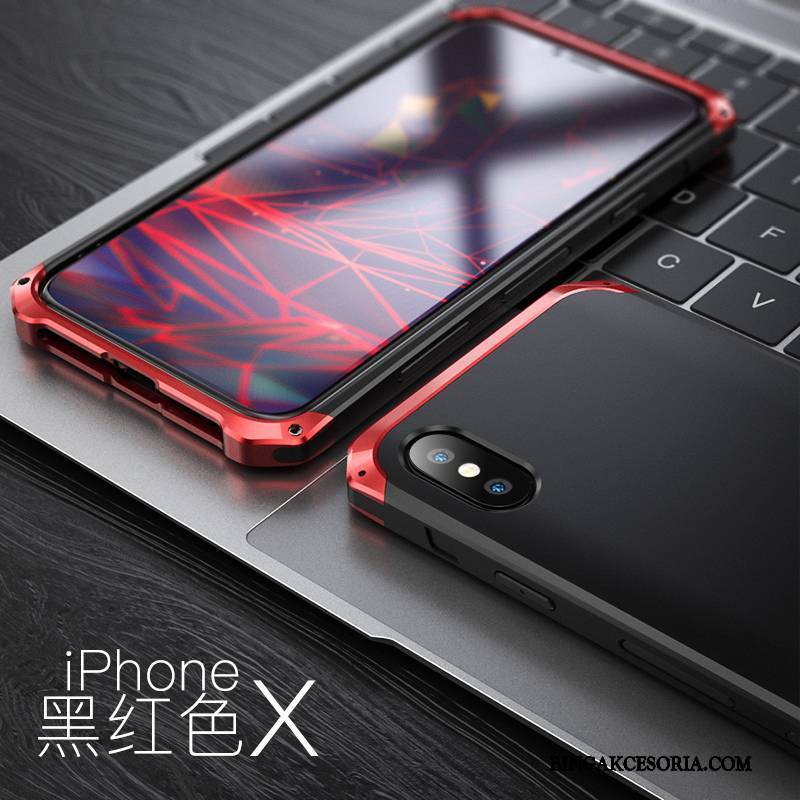 iPhone X Futerał Ochraniacz Metal All Inclusive Anti-fall Niebieski Etui Etui Na Telefon