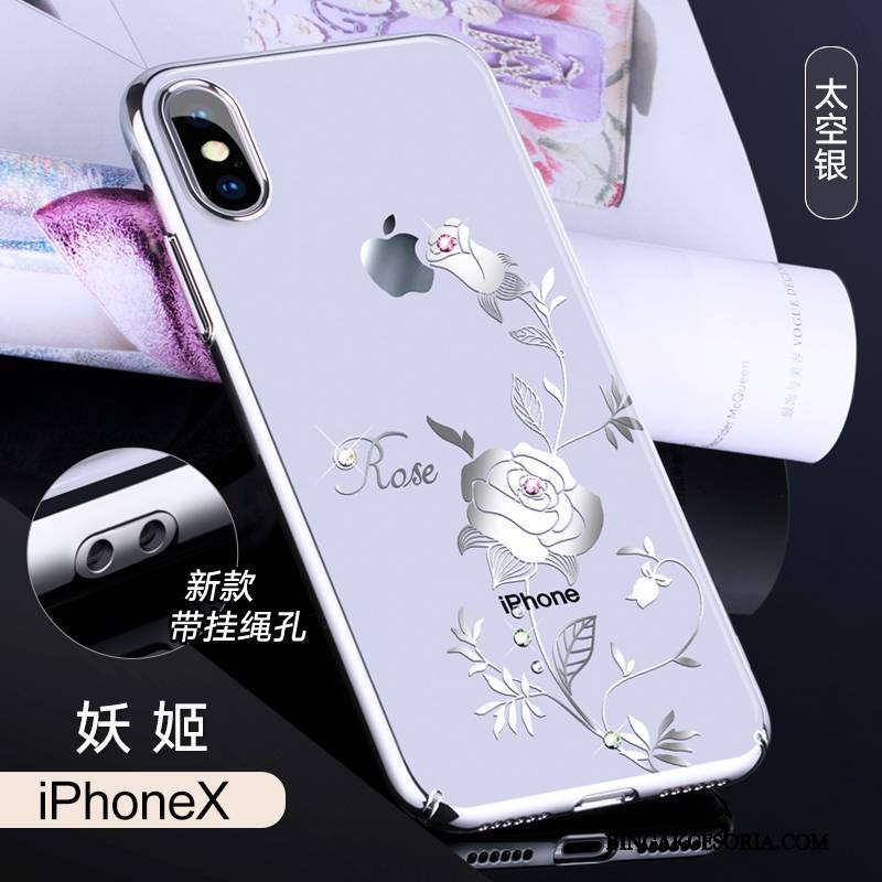 iPhone X Futerał Rhinestone Etui Na Telefon Cienkie Nowy Anti-fall Przezroczysty Luksusowy