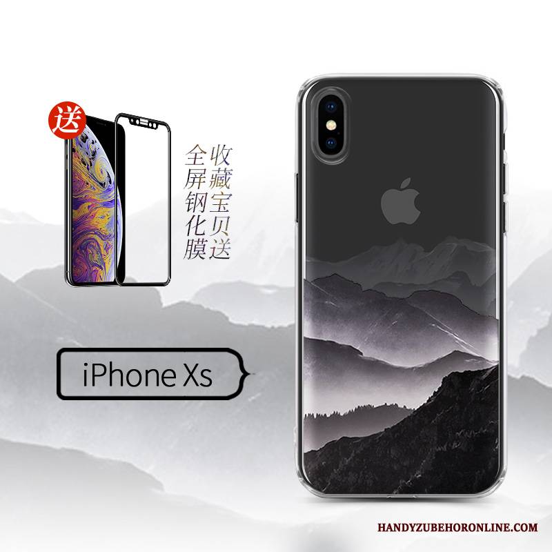 iPhone Xs Futerał Nowy Sztuka Kreatywne Przezroczysty Tendencja Ochraniacz Czarny