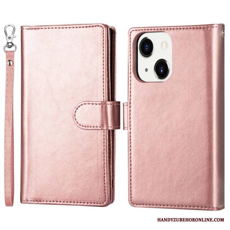 Etui Etui Folio do iPhone 14 Plus Odłączany Uchwyt Na 9 Kart