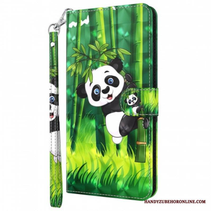 Etui Folio do Google Pixel 6A z Łańcuch Paskowata Panda