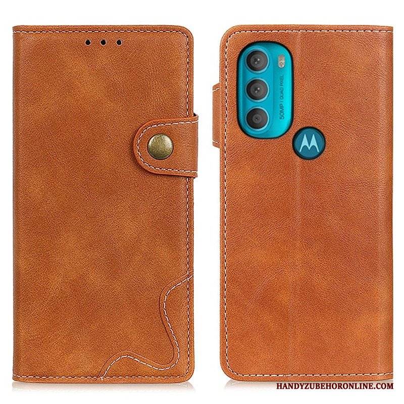 Etui Folio do Moto G71 5G Artystyczny Guzik Do Szycia