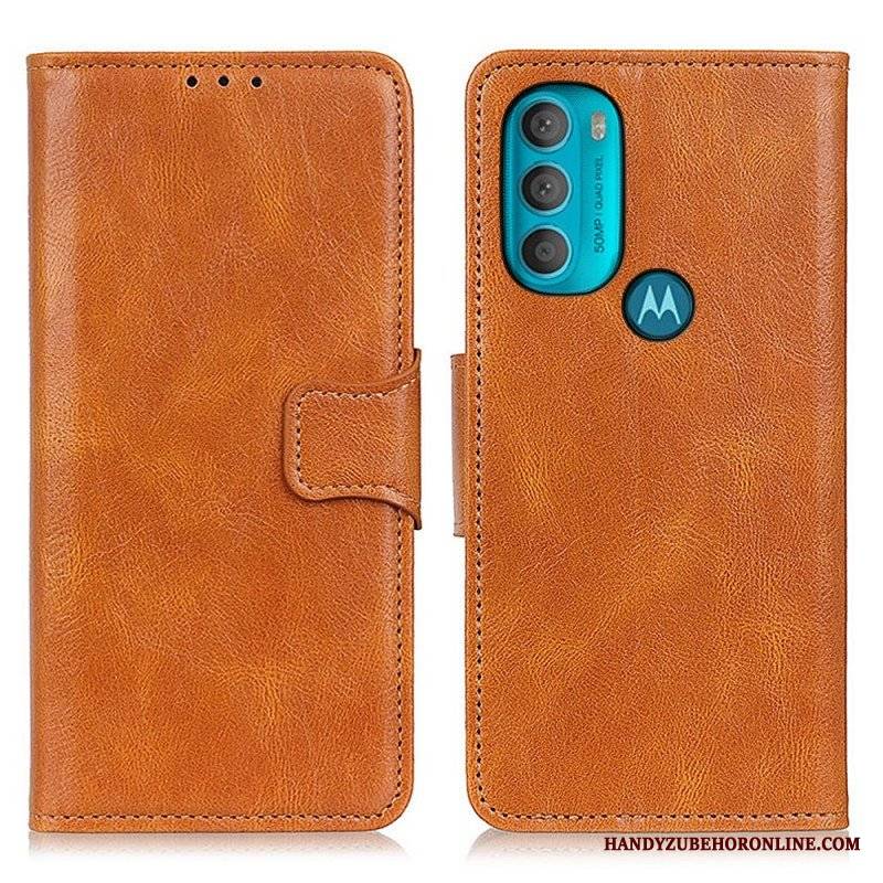 Etui Folio do Moto G71 5G Dwustronne Zapięcie Z Efektem Skóry