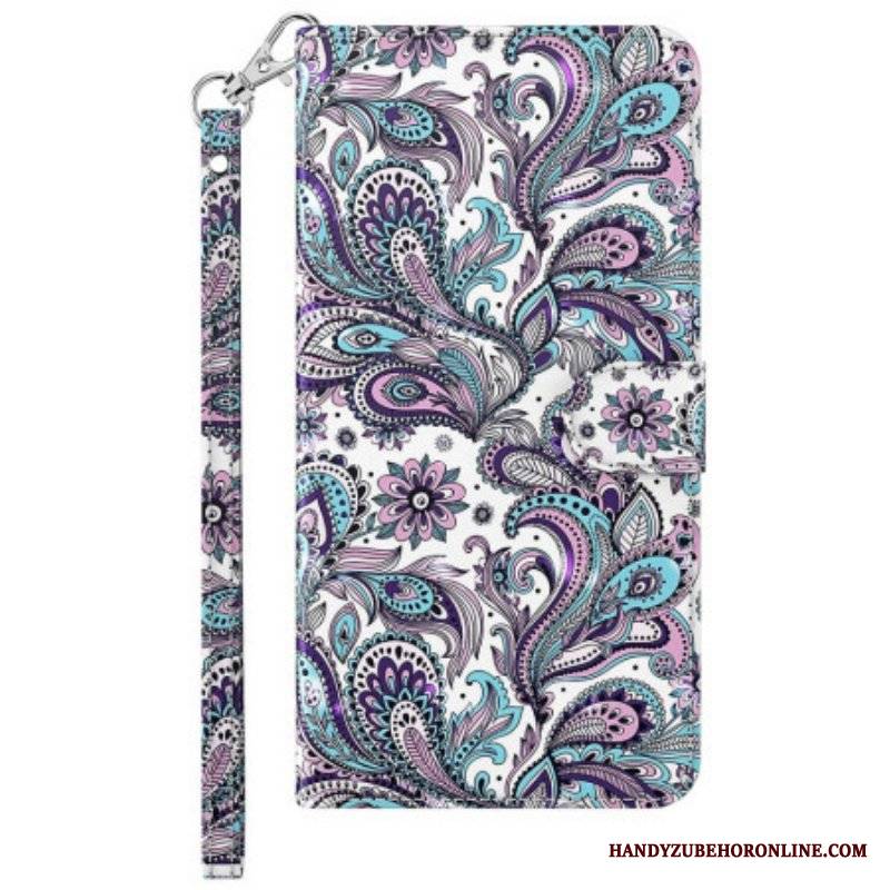 Etui Folio do Moto G73 5G z Łańcuch Pasiasty Wzór Paisley