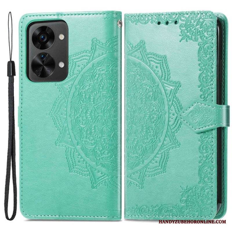 Etui Folio do OnePlus Nord 2T 5G z Łańcuch Uchwyt Na Kartę Z Paskiem Mandala