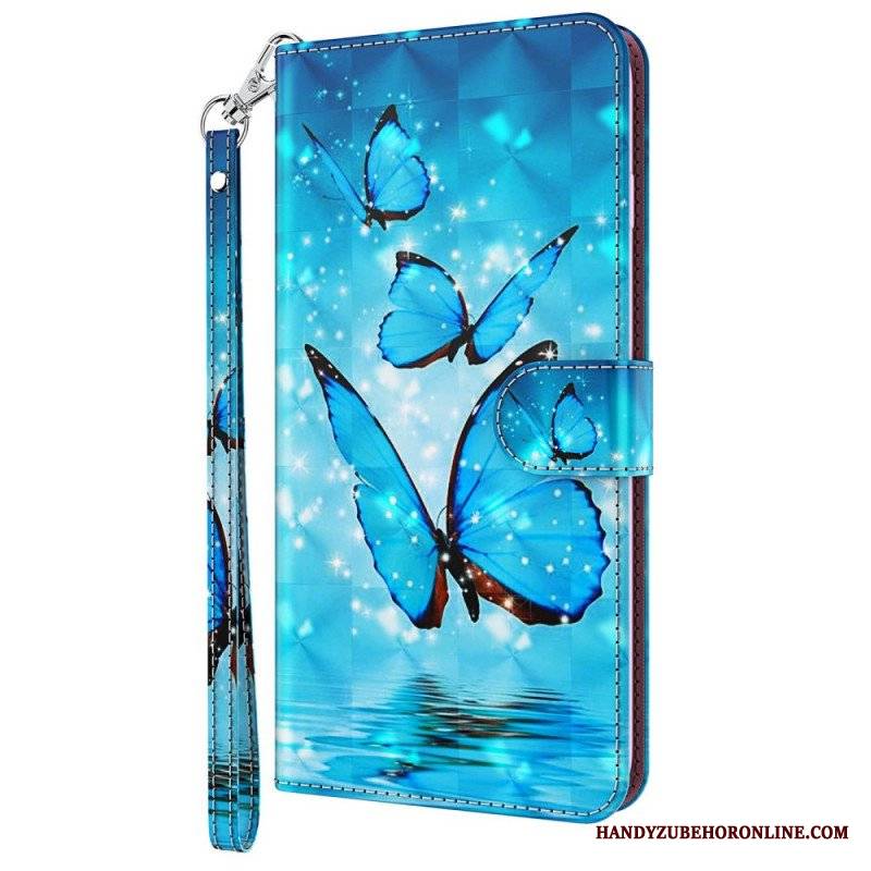 Etui Folio do Oppo A54 5G / A74 5G z Łańcuch Stringi Motyle