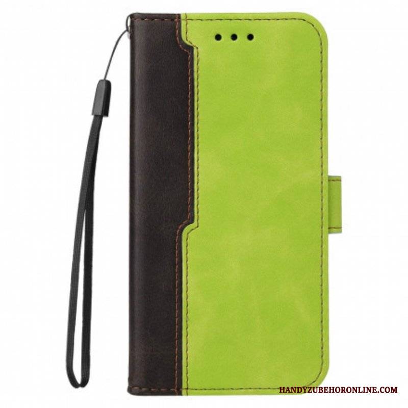 Etui Folio do Oppo A94 5G Kolorowa Dwukolorowa Sztuczna Skóra