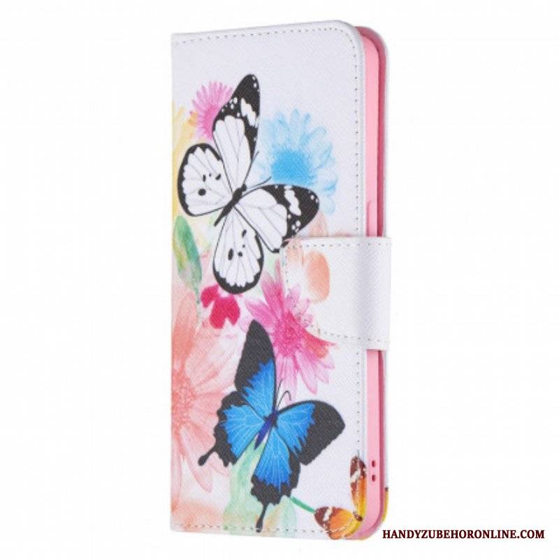 Etui Folio do Oppo Reno 6 5G Malowane Motyle I Kwiaty