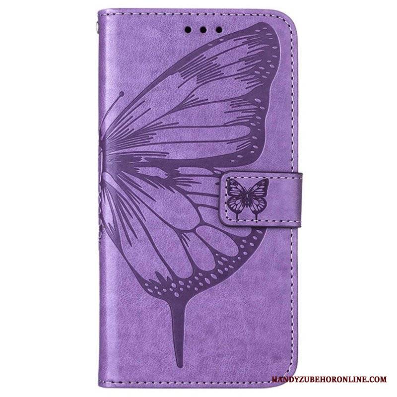 Etui Folio do Oppo Reno 8 Pro z Łańcuch Barokowy Motyl Z Paskami