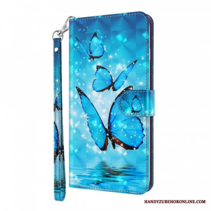 Etui Folio do Poco M4 Pro 5G Niebieskie Motyle