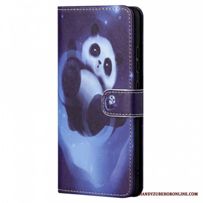 Etui Folio do Poco M4 Pro 5G z Łańcuch Panda Space Ze Smyczą