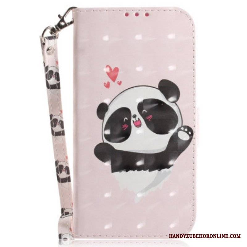 Etui Folio do Poco X4 Pro 5G z Łańcuch Mała Panda Z Paskiem