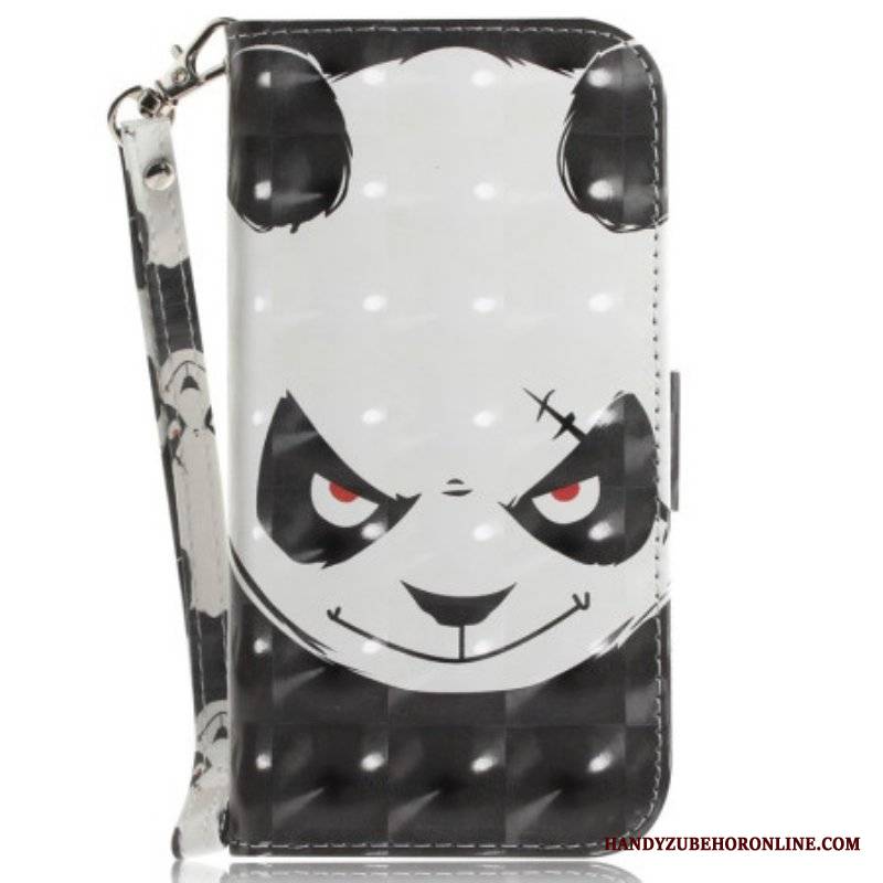 Etui Folio do Realme C35 z Łańcuch Wściekła Panda Ze Smyczą