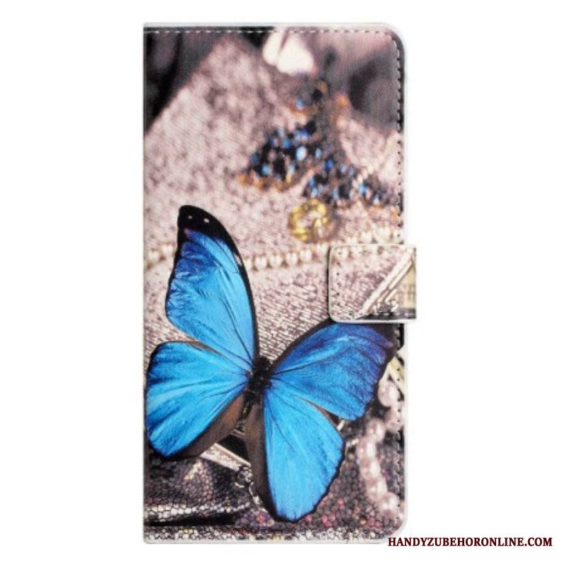 Etui Folio do Samsung Galaxy A14 / A14 5G Niebieski Motyl