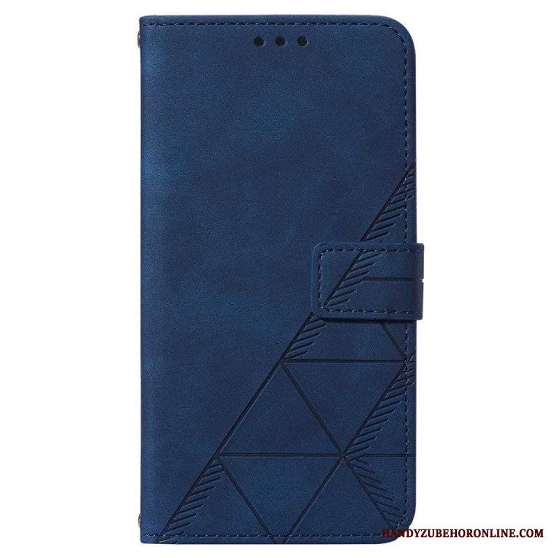 Etui Folio do Samsung Galaxy A14 / A14 5G Trójkąty Ze Smyczą