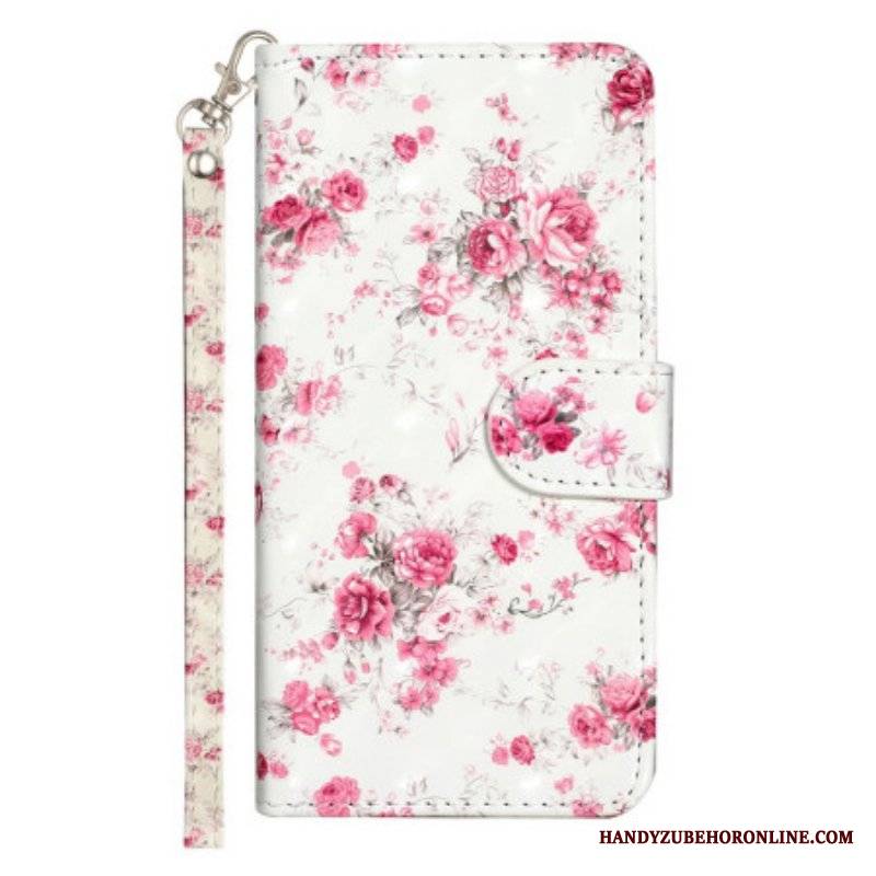 Etui Folio do Samsung Galaxy A14 / A14 5G z Łańcuch Pasek Liberty Flowers