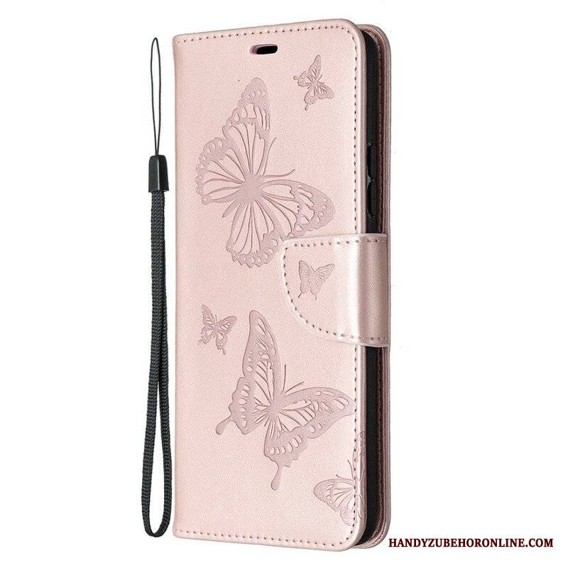 Etui Folio do Samsung Galaxy A42 5G Motyle W Locie Z Smyczą