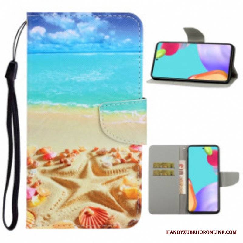 Etui Folio do Samsung Galaxy A52 4G / A52 5G / A52s 5G z Łańcuch Plaża Smyczkowa