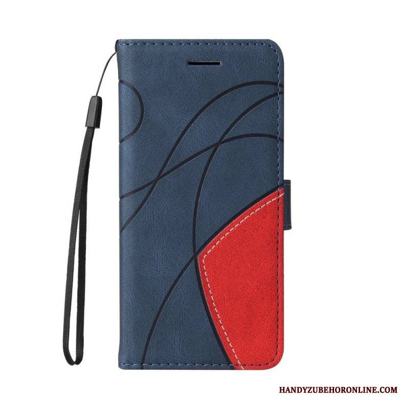 Etui Folio do Samsung Galaxy M12 / A12 Dwukolorowa Sygnowana Sztuczna Skóra