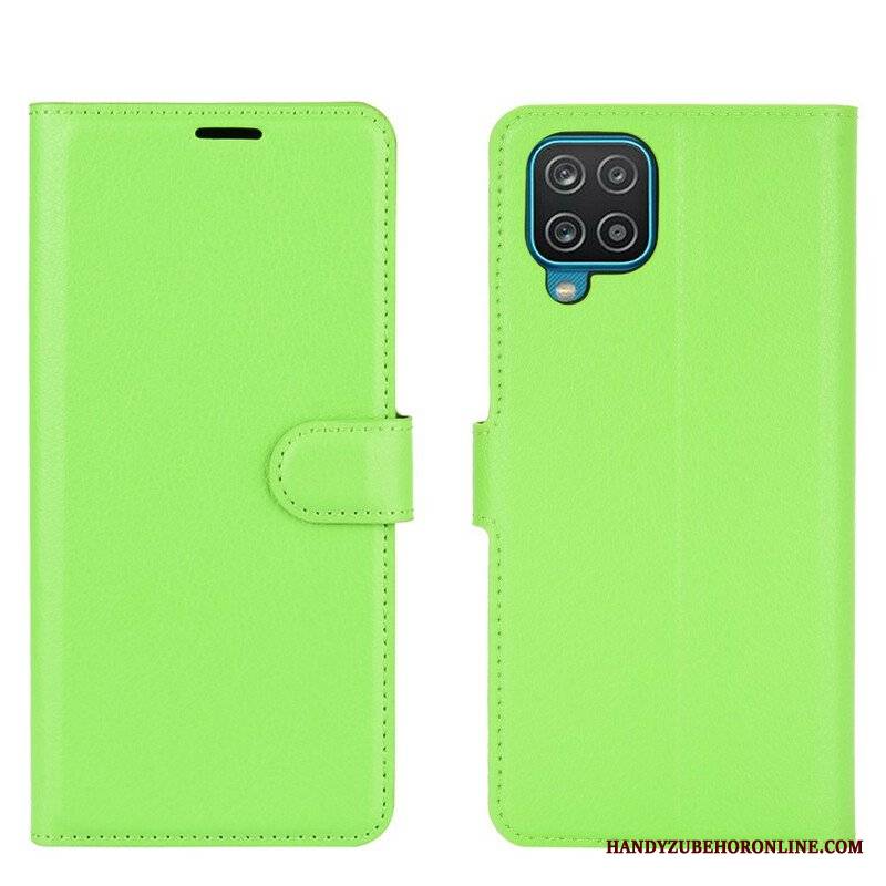 Etui Folio do Samsung Galaxy M12 / A12 Klasyczna Sztuczna Skóra Liczi