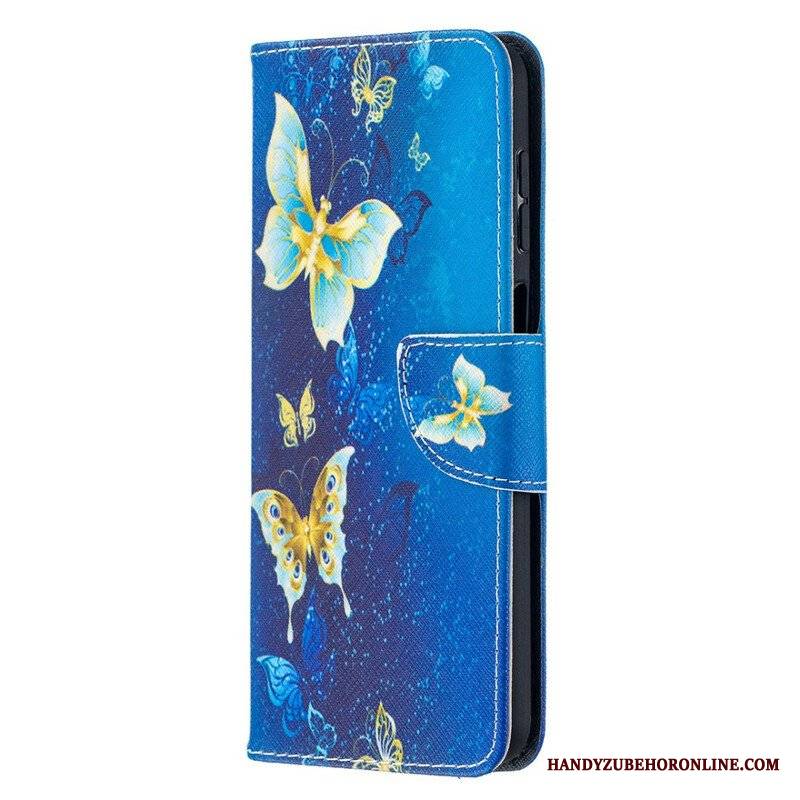 Etui Folio do Samsung Galaxy M12 / A12 Złote Motyle