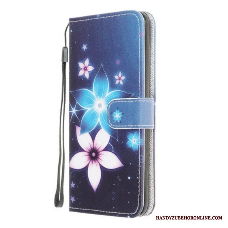 Etui Folio do Samsung Galaxy M12 / A12 z Łańcuch Kwiaty Paska Księżycowego