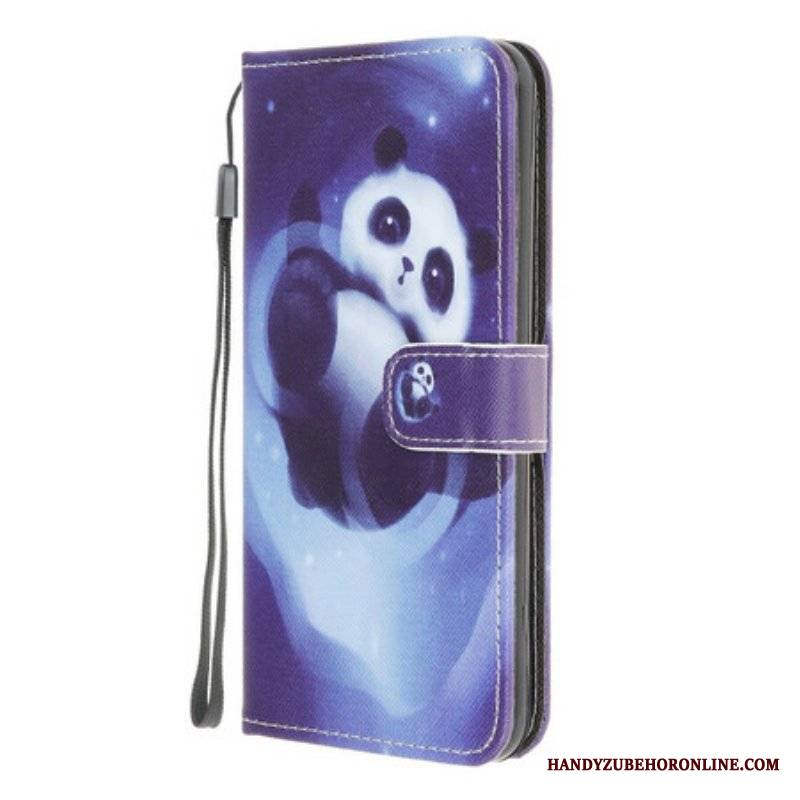 Etui Folio do Samsung Galaxy M12 / A12 z Łańcuch Panda Space Ze Smyczą