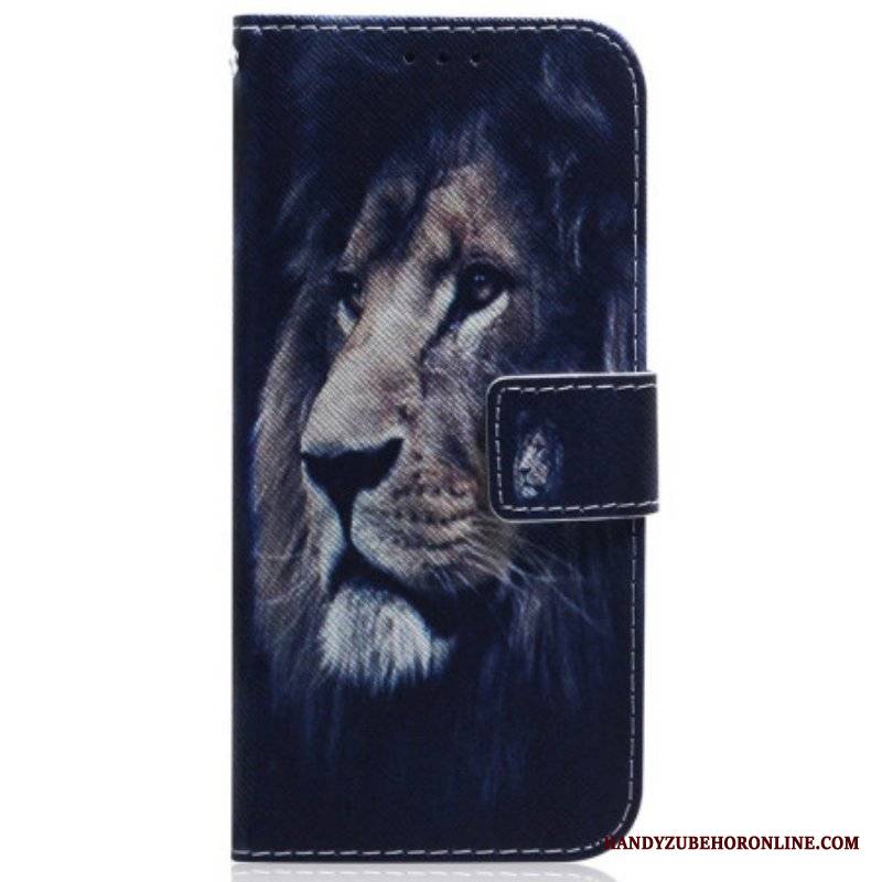 Etui Folio do Samsung Galaxy M13 z Łańcuch Smycz Lew