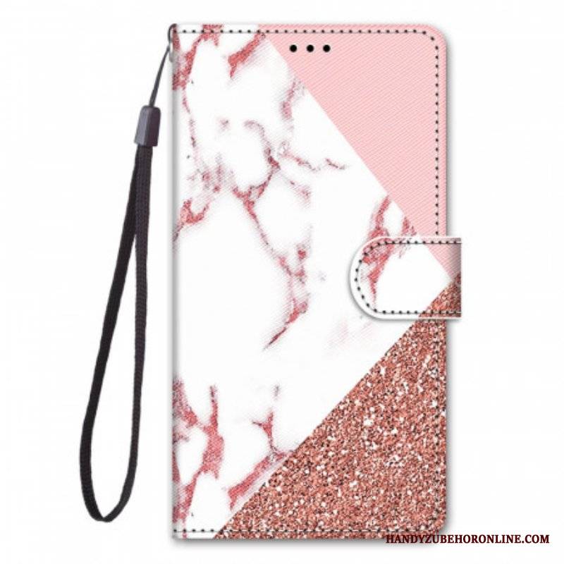 Etui Folio do Samsung Galaxy M23 5G Trójkąt Z Marmuru I Brokatu