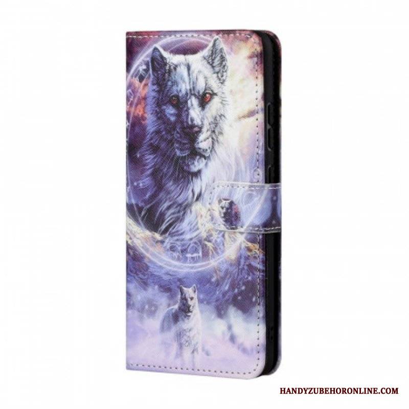 Etui Folio do Samsung Galaxy M23 5G z Łańcuch Smycz Wilk