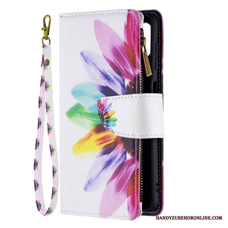 Etui Folio do Samsung Galaxy M32 Kieszonka Zapinana Na Zamek W Kwiaty