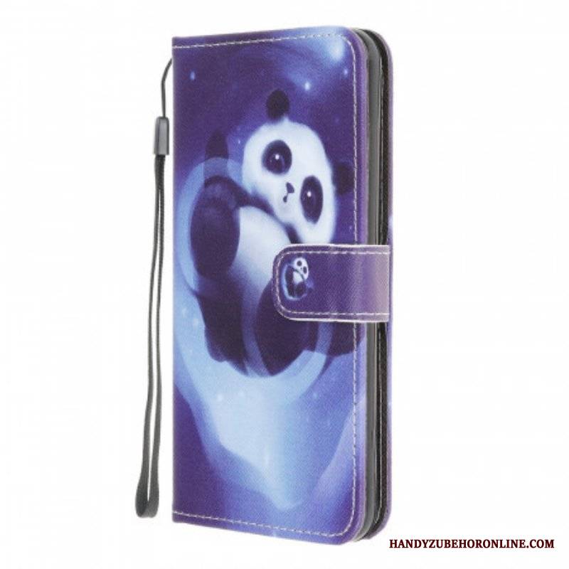 Etui Folio do Samsung Galaxy M32 z Łańcuch Panda Space Ze Smyczą