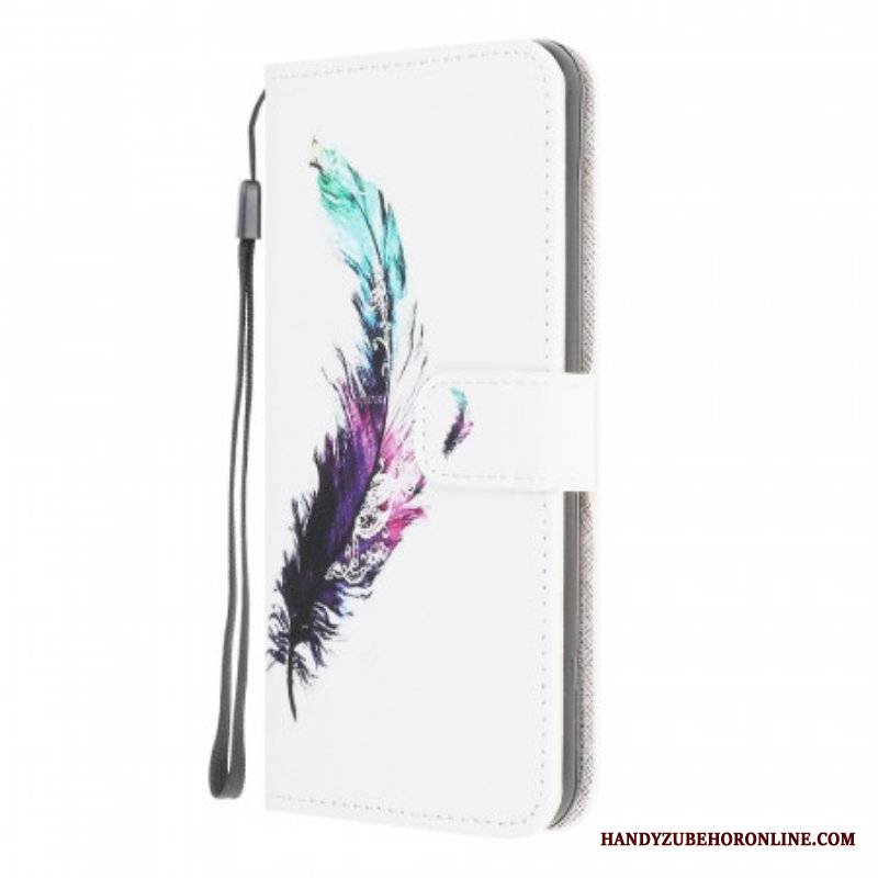 Etui Folio do Samsung Galaxy M32 z Łańcuch Pióro Z Smyczą