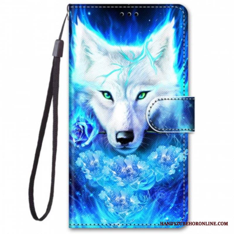 Etui Folio do Samsung Galaxy M52 5G Fluorescencyjny Wilk