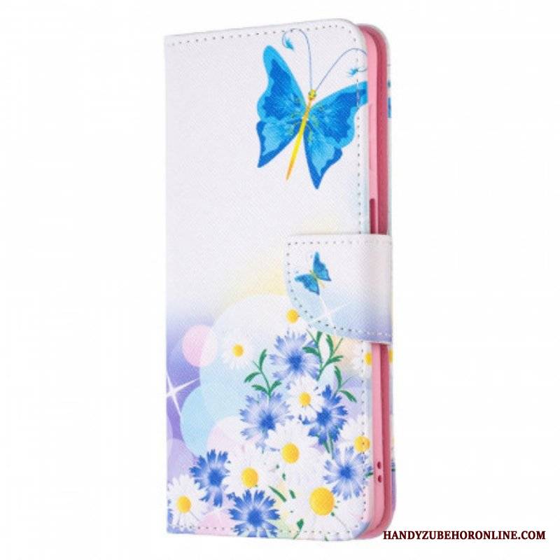 Etui Folio do Samsung Galaxy M52 5G Motyl I Kwiaty