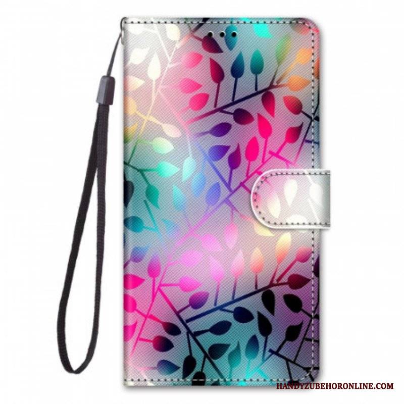 Etui Folio do Samsung Galaxy M53 5G z Łańcuch Arkusze W Paski