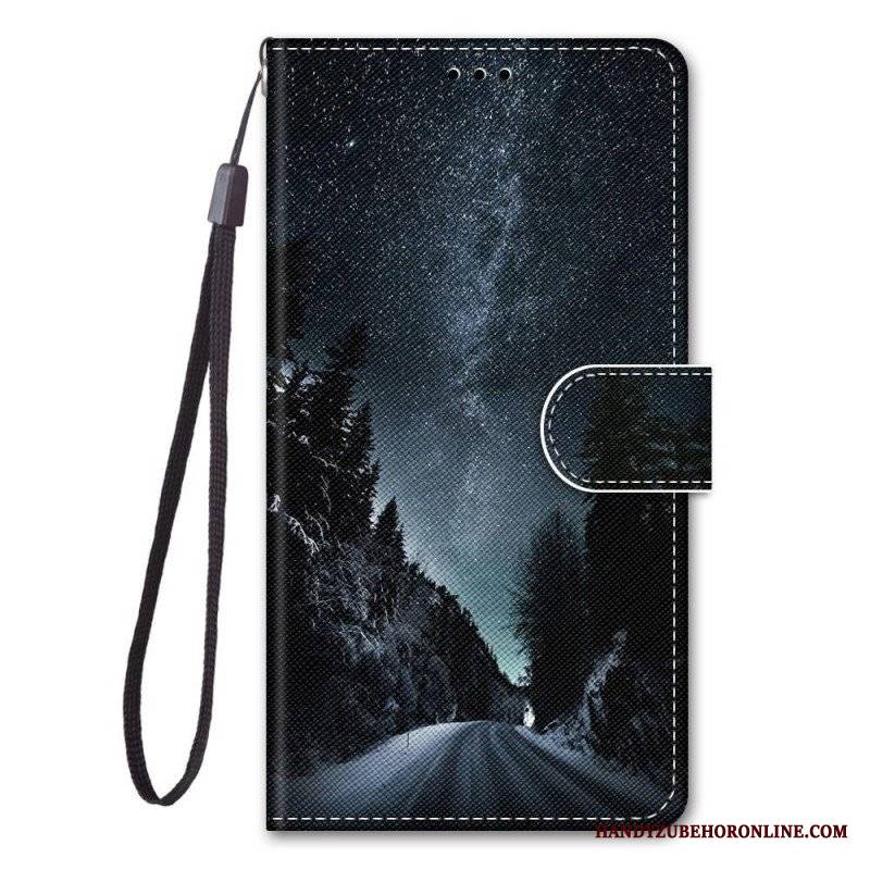 Etui Folio do Samsung Galaxy M53 5G z Łańcuch Krajobraz Smyczy