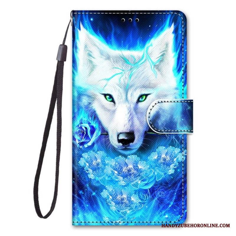 Etui Folio do Samsung Galaxy M53 5G z Łańcuch Smycz Wilk