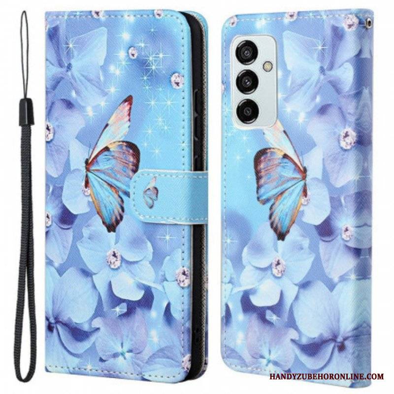 Etui Folio do Samsung Galaxy M53 5G z Łańcuch Stringi Motyle