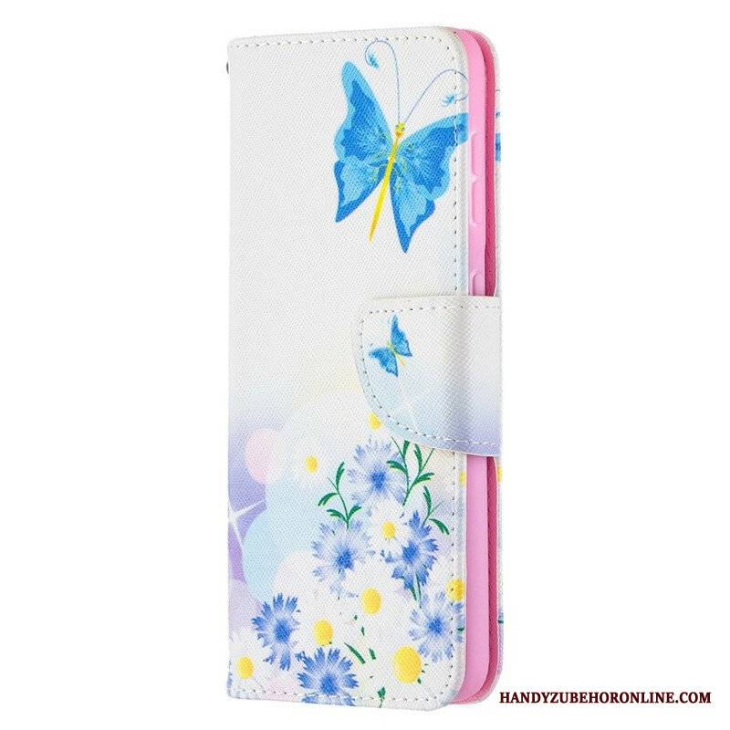 Etui Folio do Samsung Galaxy S21 5G Malowane Motyle I Kwiaty