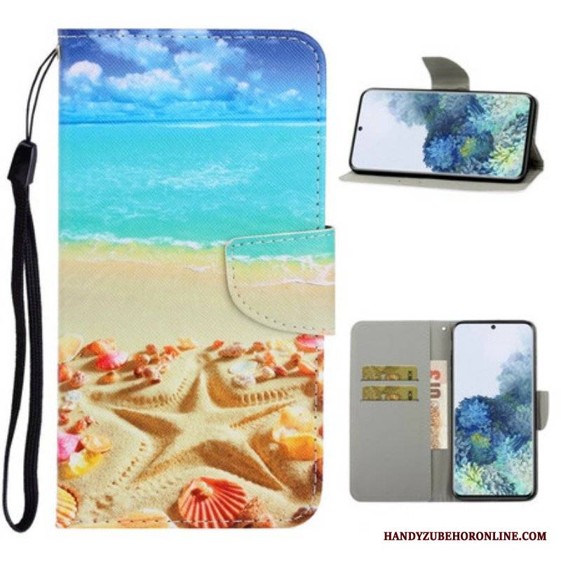 Etui Folio do Samsung Galaxy S21 5G z Łańcuch Plaża Smyczkowa