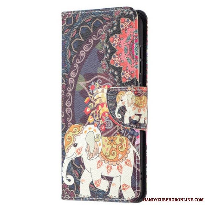 Etui Folio do Samsung Galaxy S21 FE Mandala Etnicznych Słoni